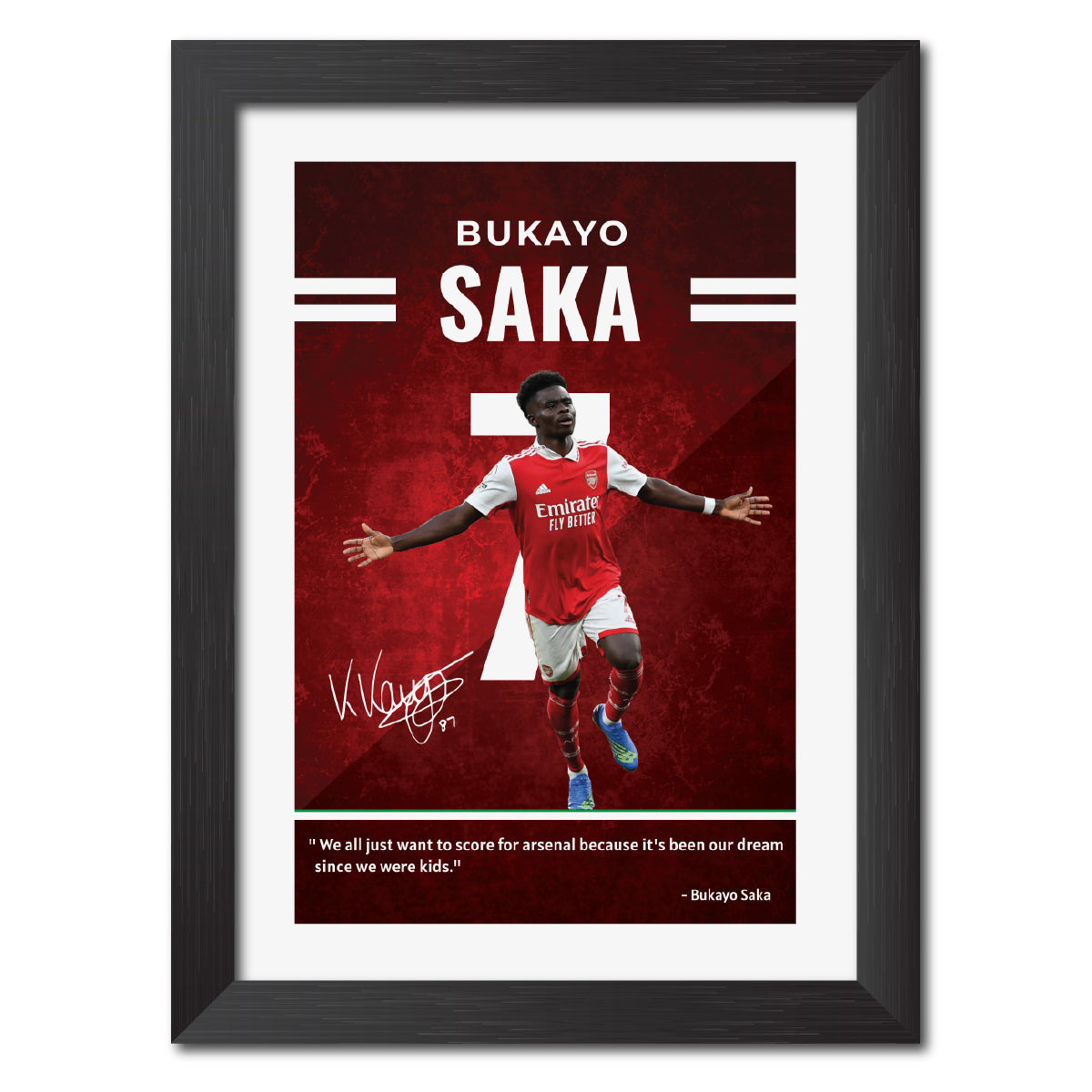 Bukayo Saka Quotes Arsenal Football Club Poster Framed Painting