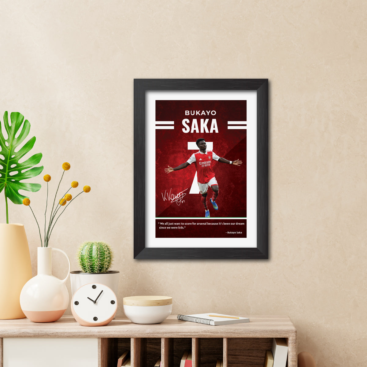 Bukayo Saka Quotes Arsenal Football Club Poster Framed Painting