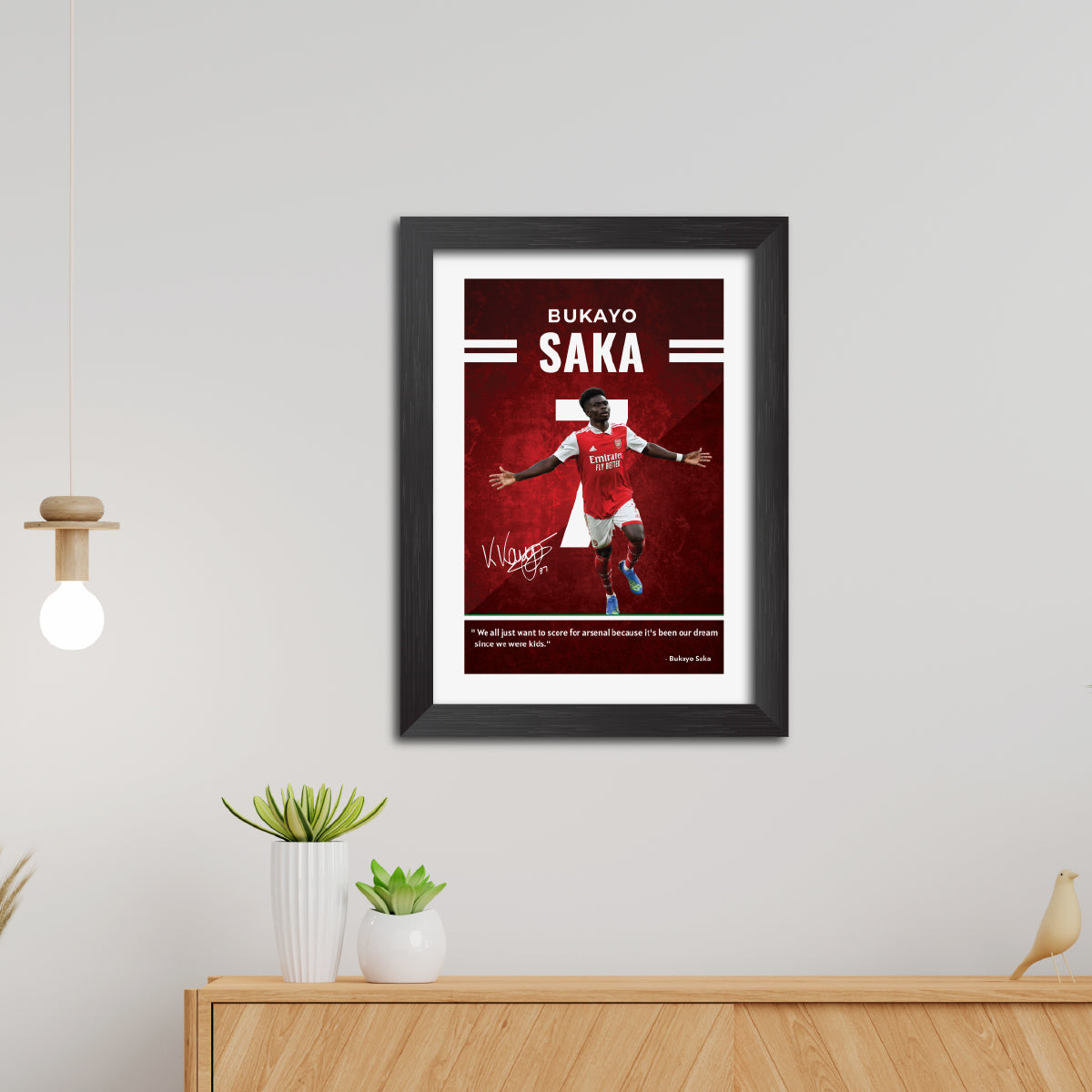 Bukayo Saka Quotes Arsenal Football Club Poster Framed Painting