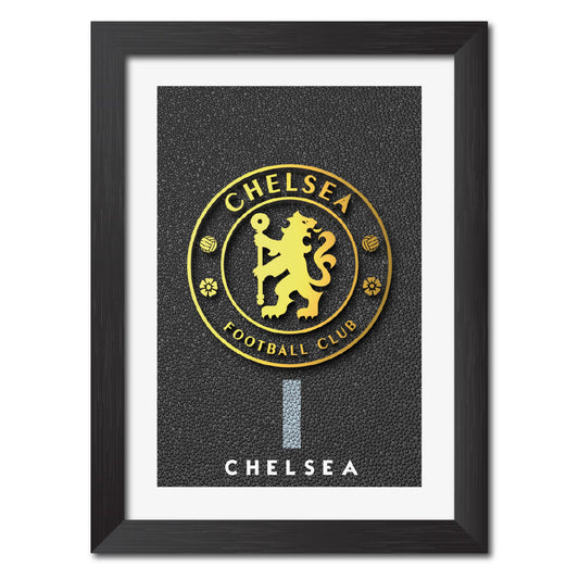 Chelsea Football Club Golden Leather Logo Poster Framed Painting