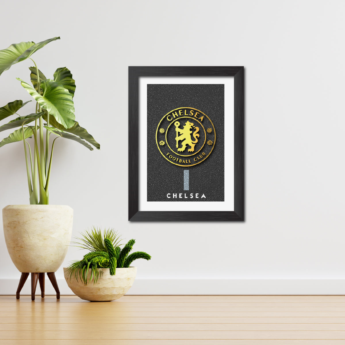Chelsea Football Club Golden Leather Logo Poster Framed Painting