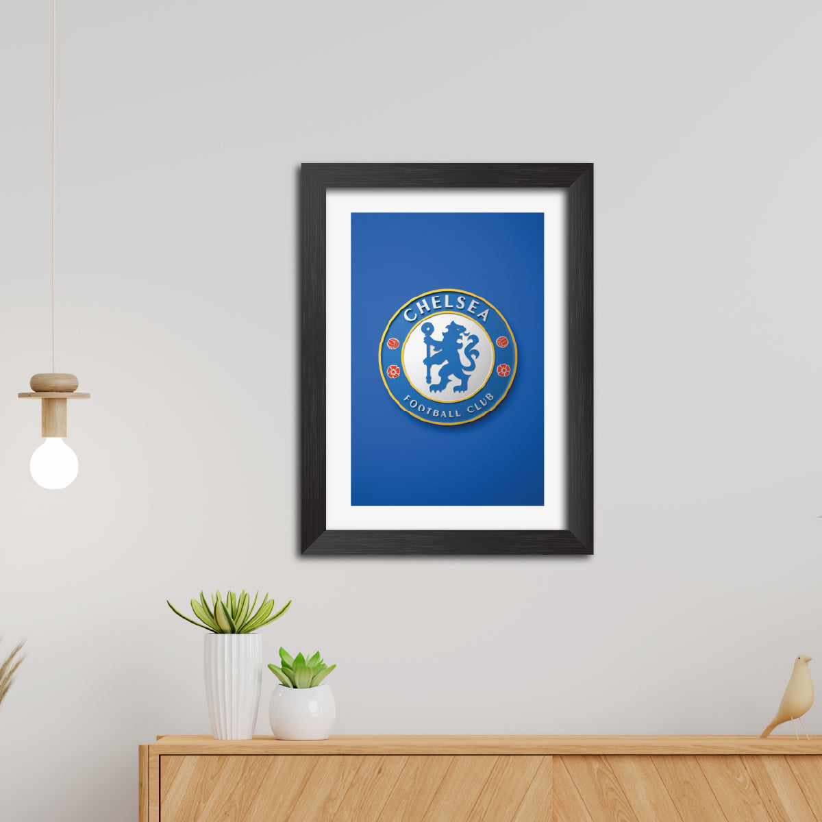 Chelsea Football Club 3D Textured Logo Poster Framed Painting