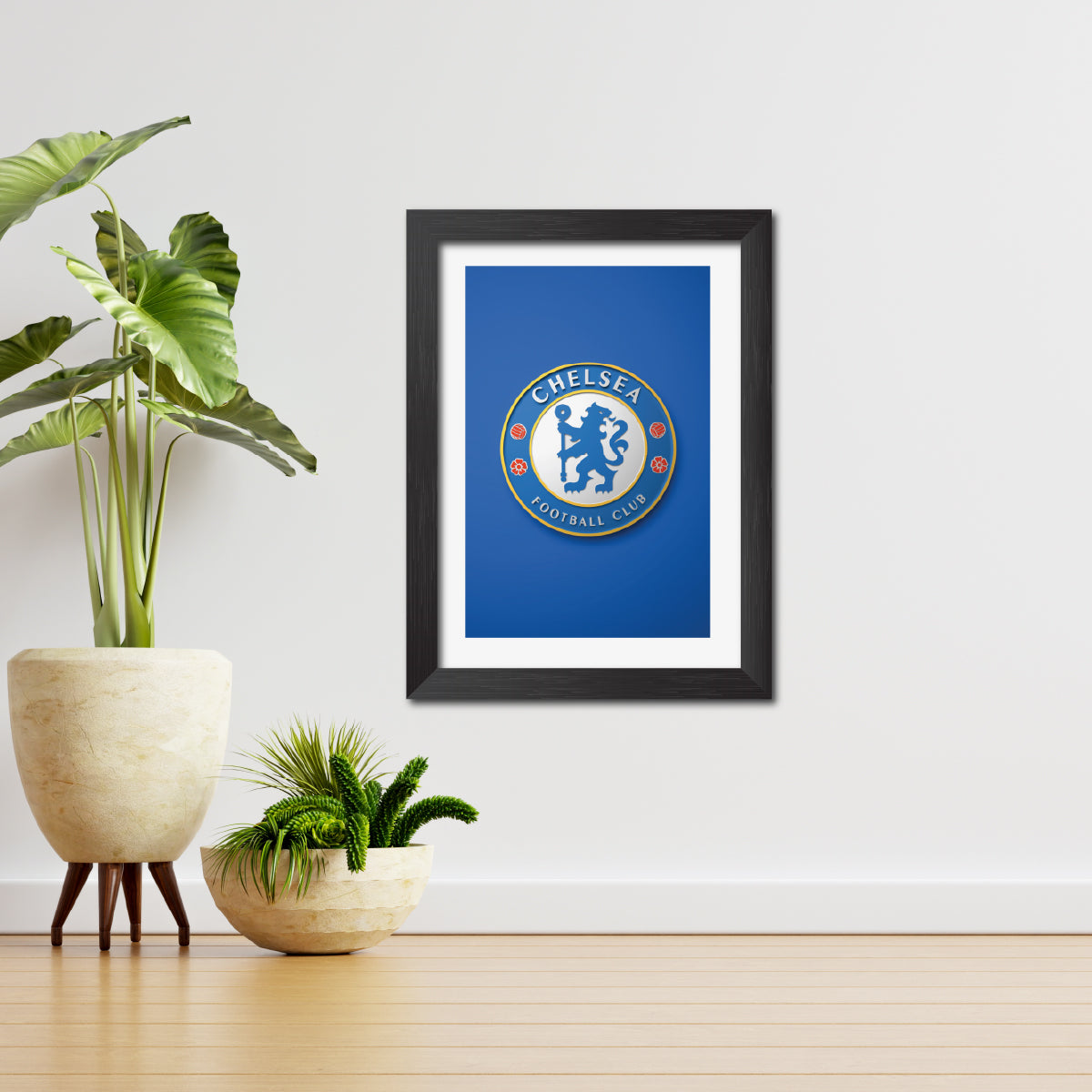 Chelsea Football Club 3D Textured Logo Poster Framed Painting