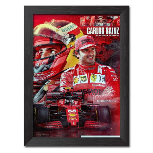 Carlos Sainz F1 Racing Poster Framed Painting