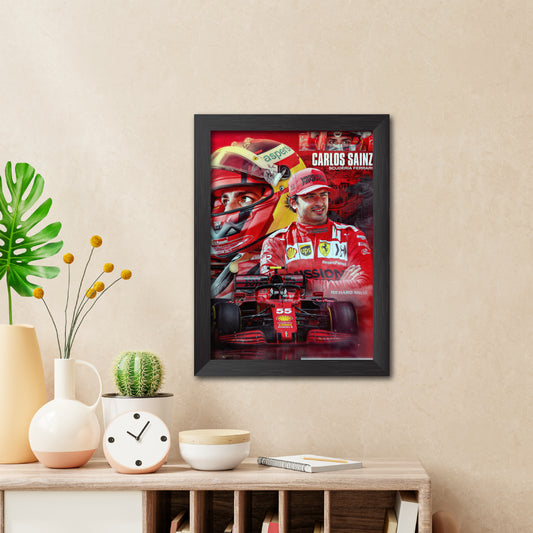 Carlos Sainz F1 Racing Poster Framed Painting