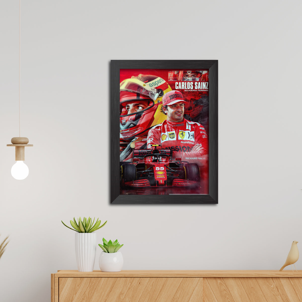 Carlos Sainz F1 Racing Poster Framed Painting