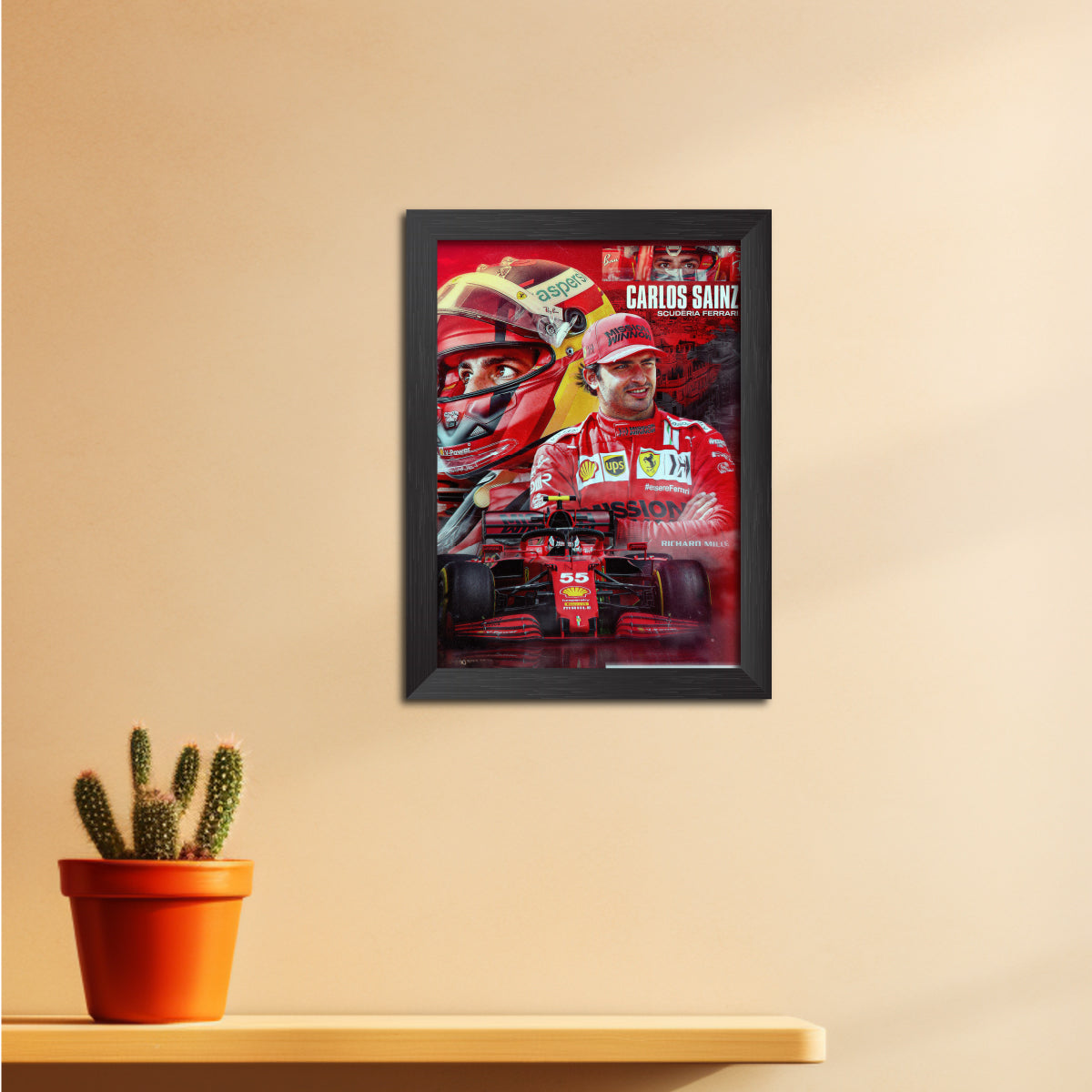 Carlos Sainz F1 Racing Poster Framed Painting