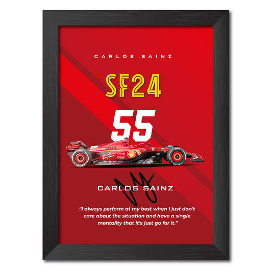 Carlos Sainz F1 Racing Car Poster Framed Painting
