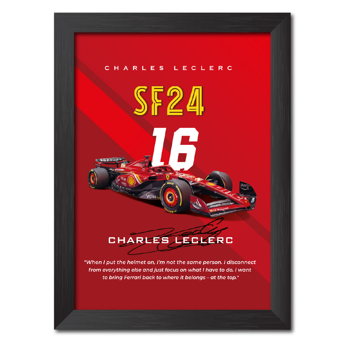 Charles Leclerc F1 Racing Car Poster Framed Painting