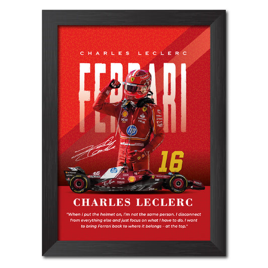Charles Leclerc Quotes F1 Racing Poster Framed Painting
