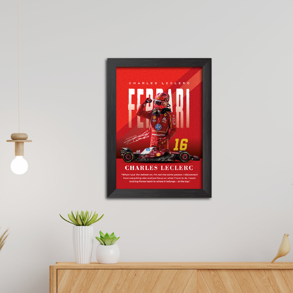 Charles Leclerc Quotes F1 Racing Poster Framed Painting