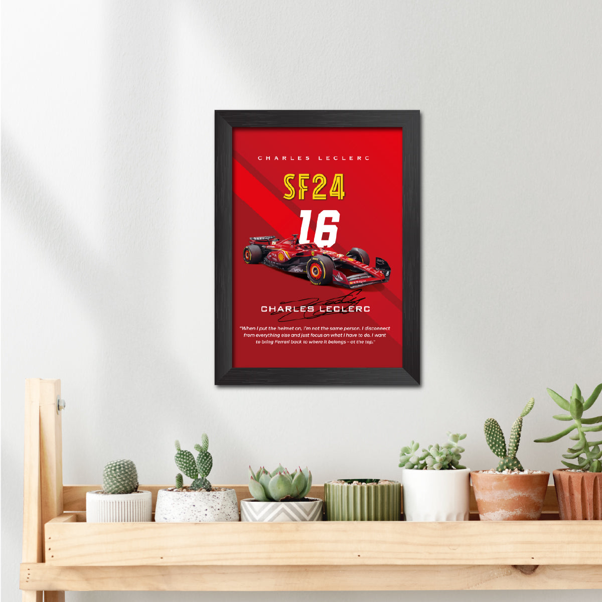 Charles Leclerc F1 Racing Car Poster Framed Painting