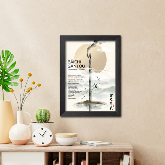 Baichi Gantou Chinese Philosophical Quote Photo Frame Painting