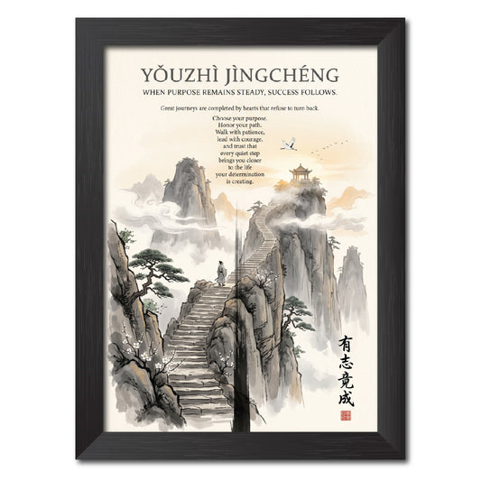 Youzhi Jingcheng Chinese Philosophical Quote Photo Frame Painting