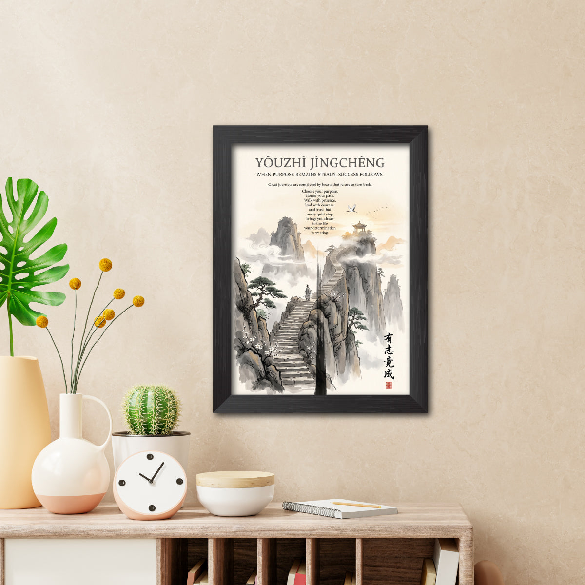 Youzhi Jingcheng Chinese Philosophical Quote Photo Frame Painting