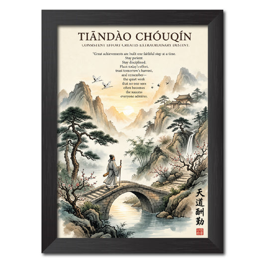 Tiandao Chouqin Chinese Philosophical Quote Photo Frame Painting