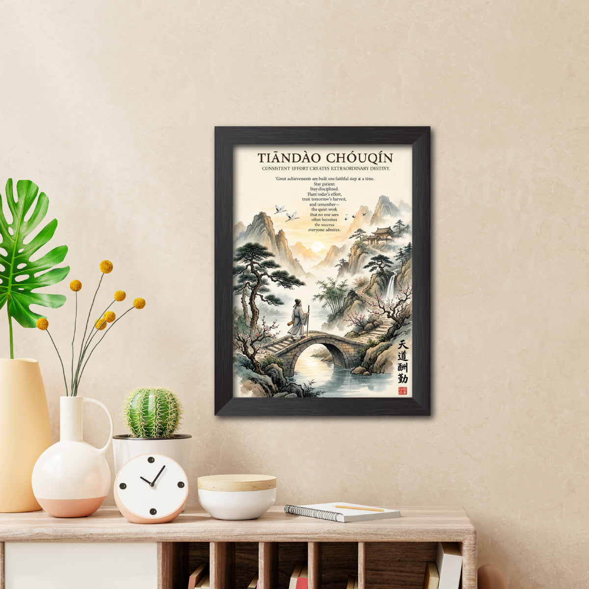 Tiandao Chouqin Chinese Philosophical Quote Photo Frame Painting