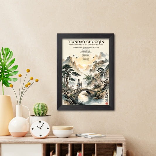 Tiandao Chouqin Chinese Philosophical Quote Photo Frame Painting