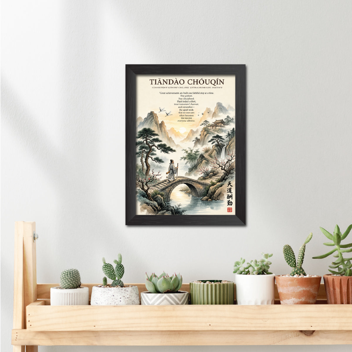 Tiandao Chouqin Chinese Philosophical Quote Photo Frame Painting