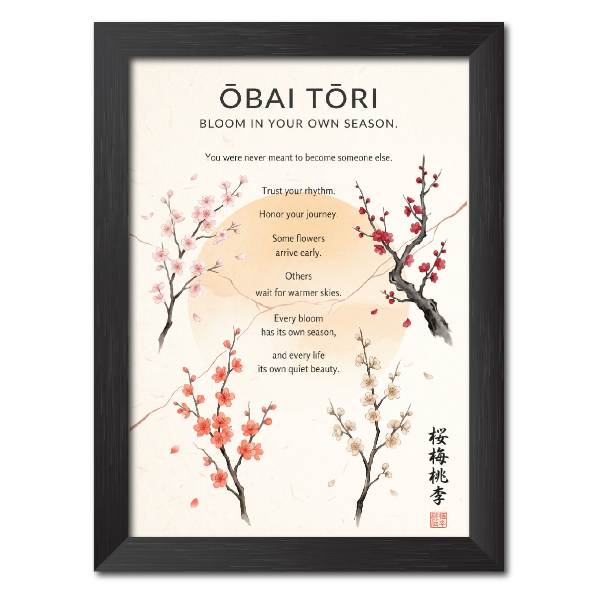 Obai Tori Chinese Philosophical Quote Photo Frame Painting