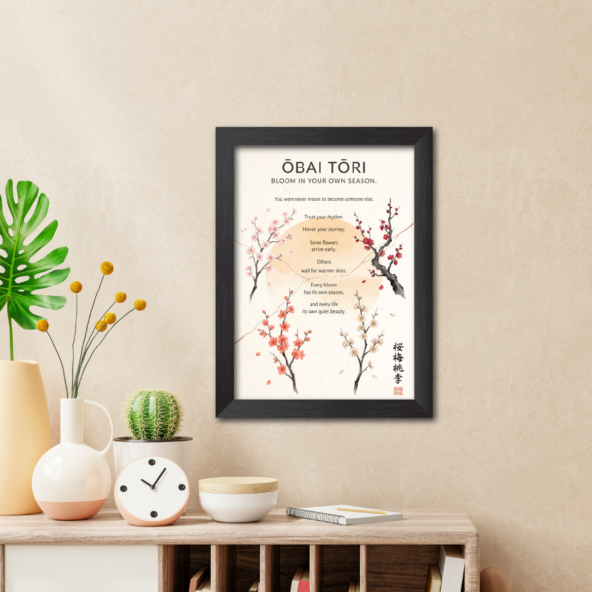 Obai Tori Chinese Philosophical Quote Photo Frame Painting