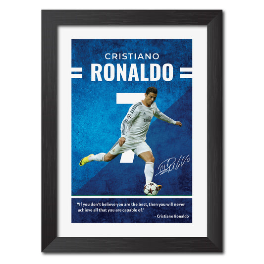 Cristiano Ronaldo Quotes Real Madrid Football Poster Framed Painting