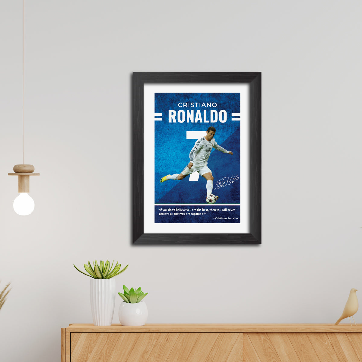 Cristiano Ronaldo Quotes Real Madrid Football Poster Framed Painting