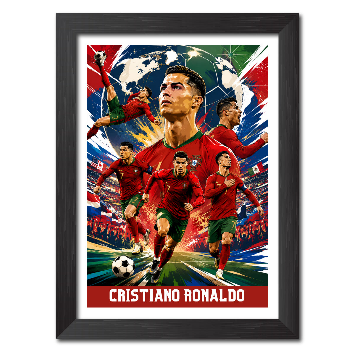 Cristiano Ronaldo Portugal Football Poster Worldcup Themed Photo Frame Painting
