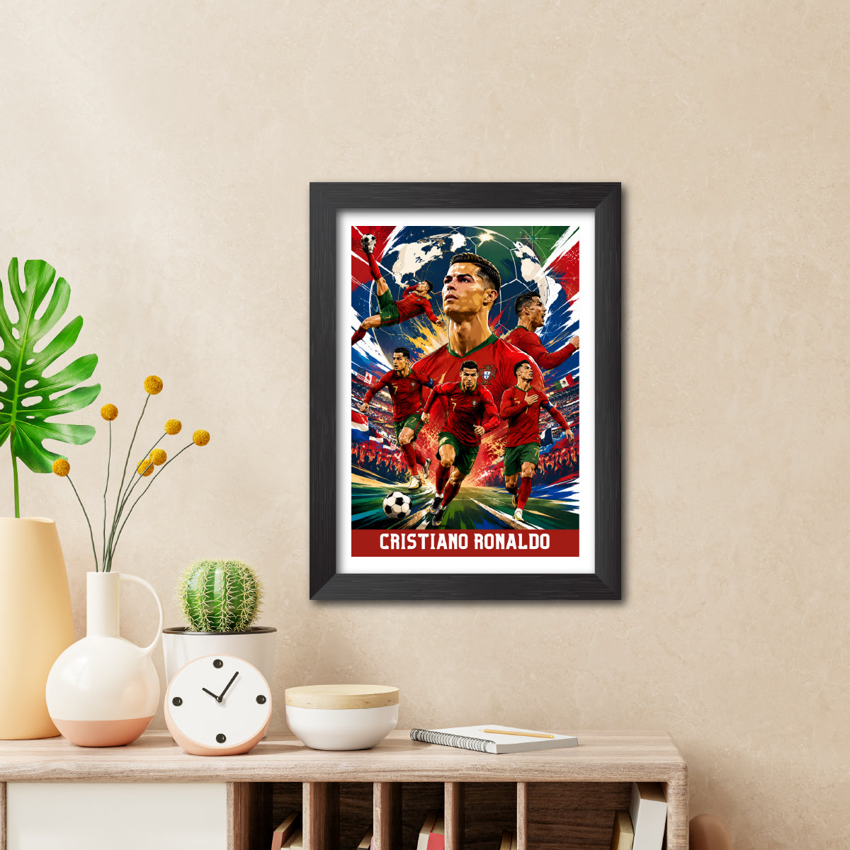Cristiano Ronaldo Portugal Football Poster Worldcup Themed Photo Frame Painting