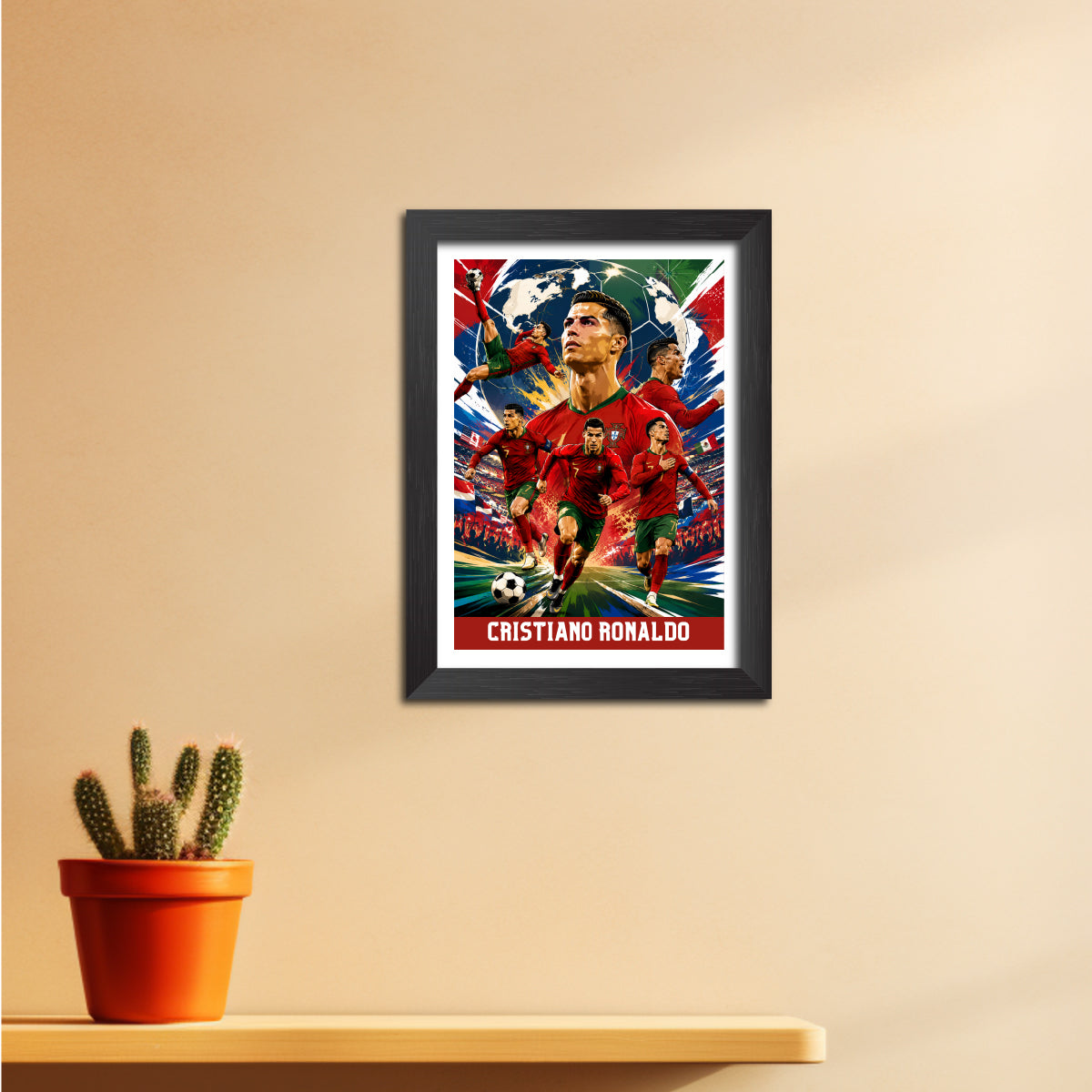 Cristiano Ronaldo Portugal Football Poster Worldcup Themed Photo Frame Painting