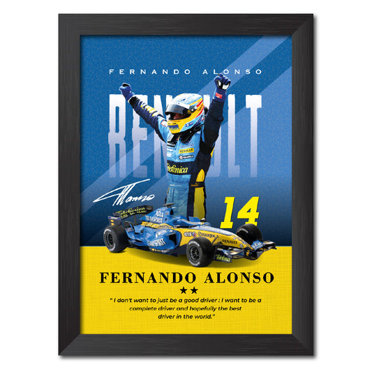 Fernando Alonso Quotes F1 Racing Poster Framed Painting
