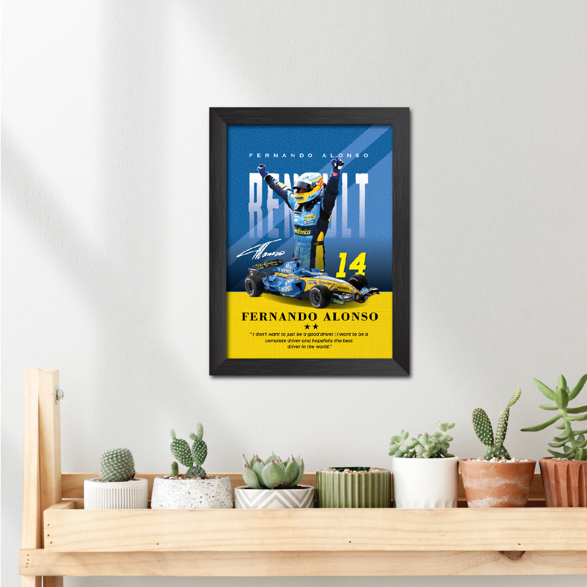Fernando Alonso Quotes F1 Racing Poster Framed Painting