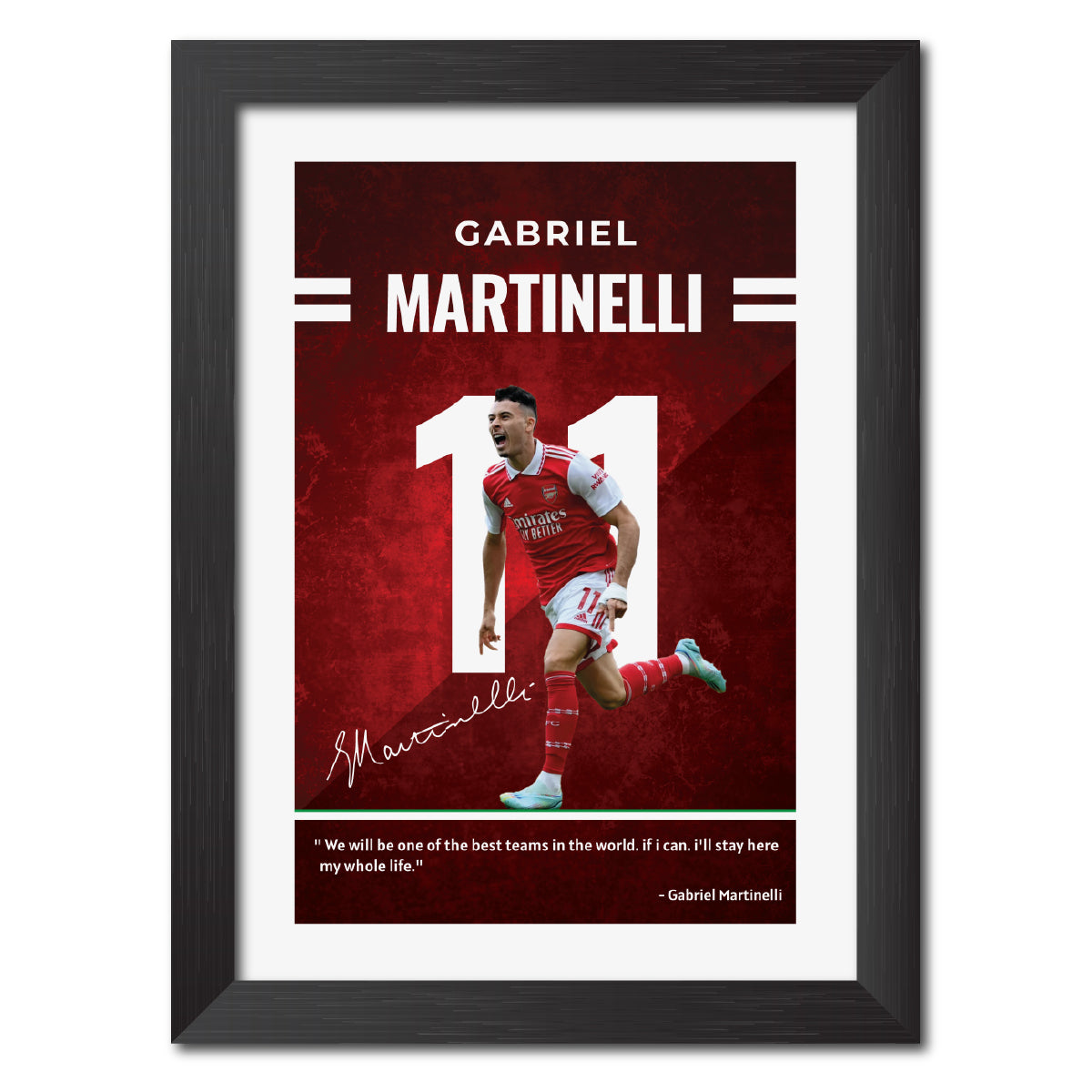 Gabriel Martinelli Quotes Arsenal Football Club Poster Framed Painting