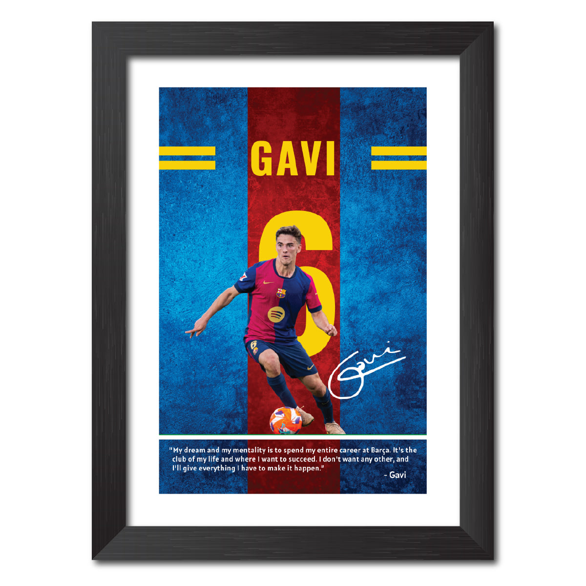 Gavi Quotes Barcelona Football Poster Framed Painting