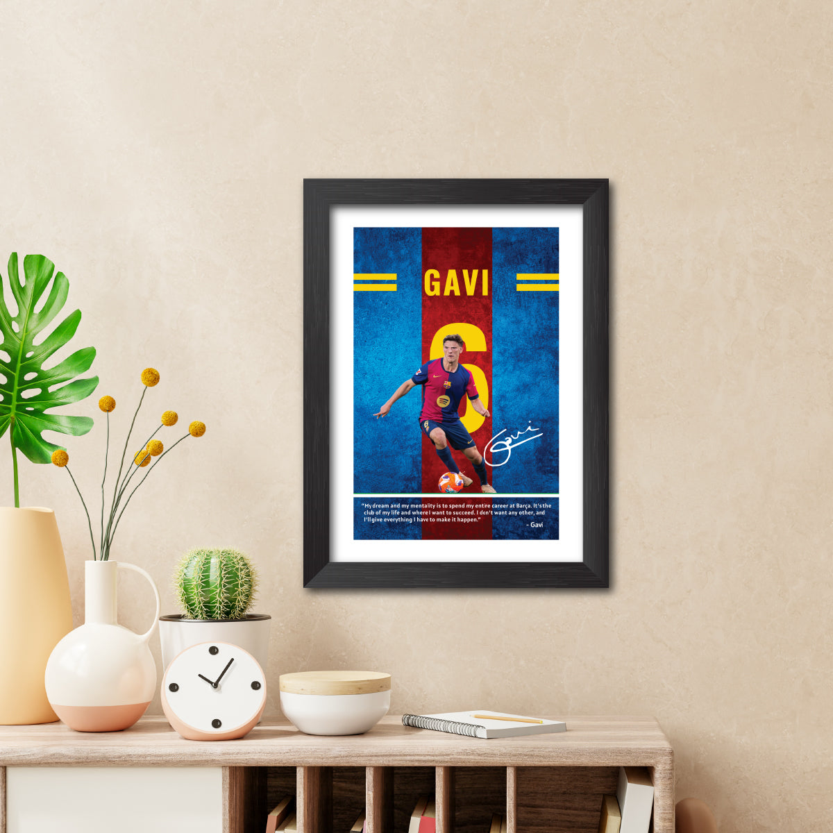 Gavi Quotes Barcelona Football Poster Framed Painting