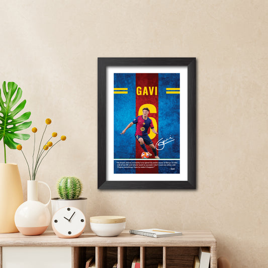 Gavi Quotes Barcelona Football Poster Framed Painting