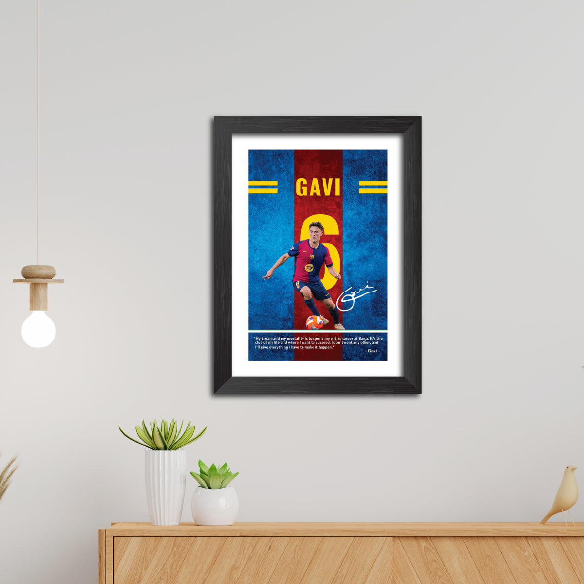 Gavi Quotes Barcelona Football Poster Framed Painting
