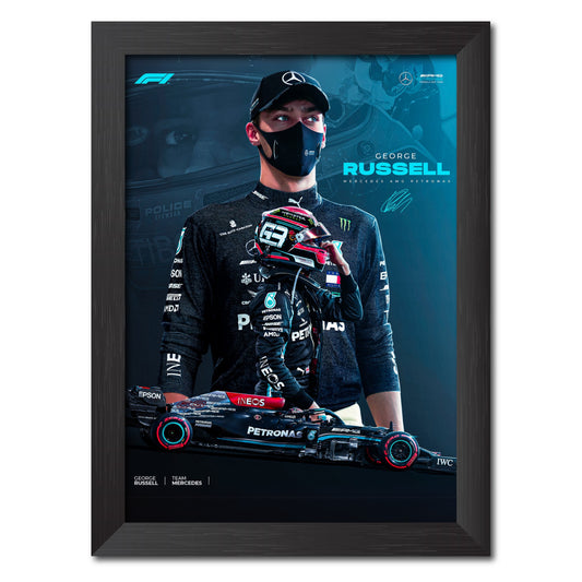George Russell  F1 Racing Poster Framed Painting