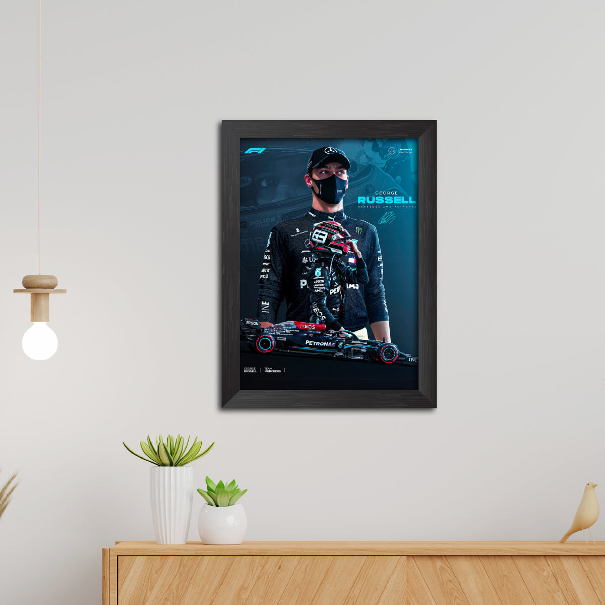 George Russell  F1 Racing Poster Framed Painting