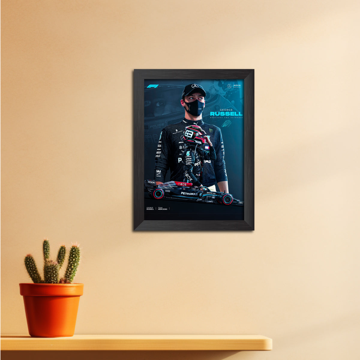 George Russell  F1 Racing Poster Framed Painting