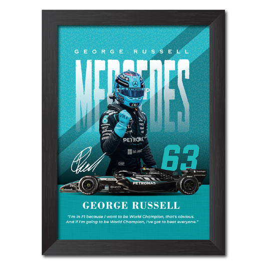 George Russell Quotes F1 Racing Poster Framed Painting