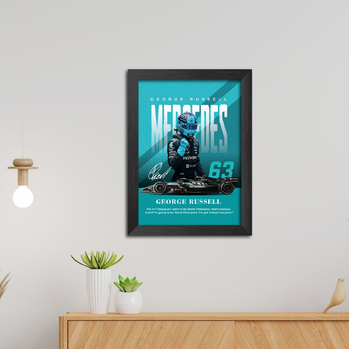 George Russell Quotes F1 Racing Poster Framed Painting
