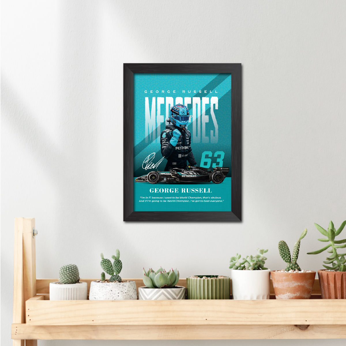 George Russell Quotes F1 Racing Poster Framed Painting