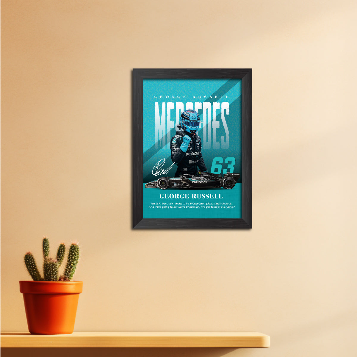 George Russell Quotes F1 Racing Poster Framed Painting