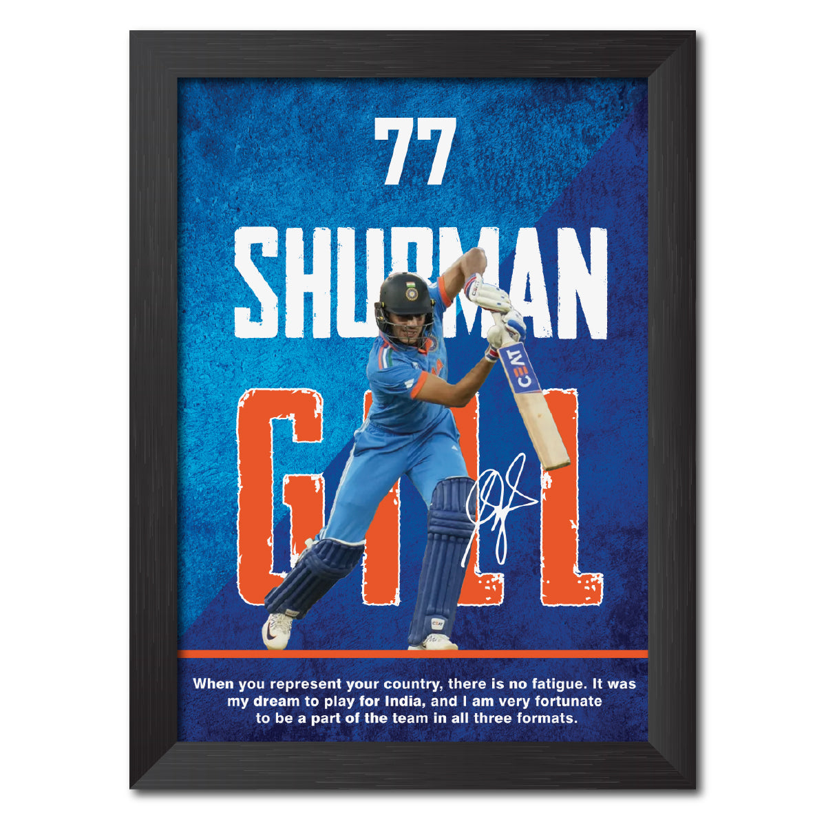 Shubhman Gill India Cricket Team Poster Framed Painting