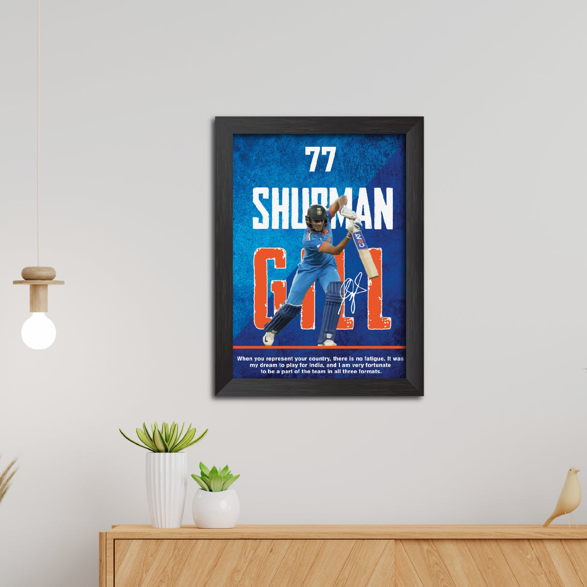 Shubhman Gill India Cricket Team Poster Framed Painting