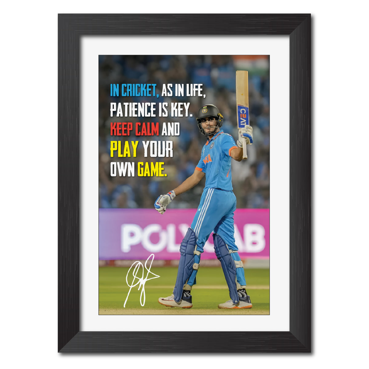 Shubhman Gill Quotes India Cricket Team Poster Framed Painting