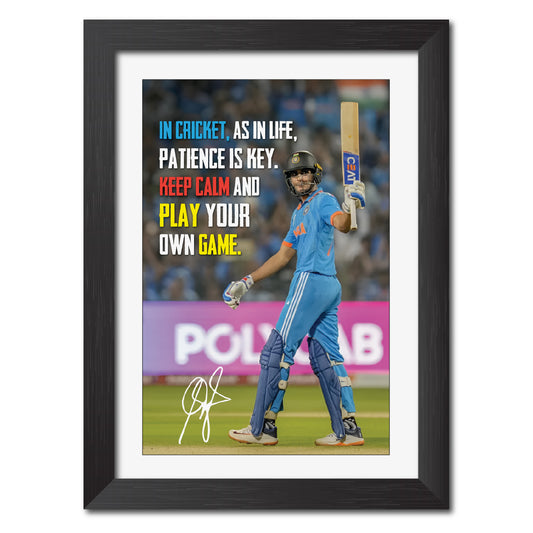 Shubhman Gill Quotes India Cricket Team Poster Framed Painting