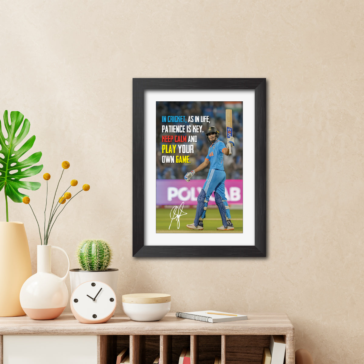 Shubhman Gill Quotes India Cricket Team Poster Framed Painting
