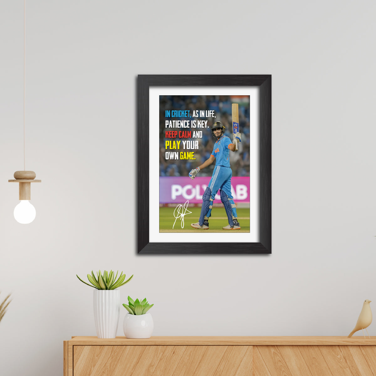 Shubhman Gill Quotes India Cricket Team Poster Framed Painting